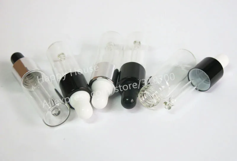 

50pcs/lot 5ml Empty Refillable glass E-liquid Dropper Bottle 5cc Clear Glsss Bottle With Dropper Cosmetic Container