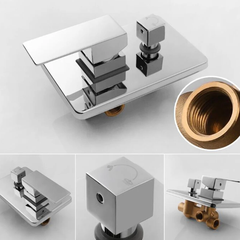 

Wall Mounted Bathtub Faucets 3 Pieces Led Waterfall Hot Cold Water Mixer Water temperature Control Led Bath Faucets ML077