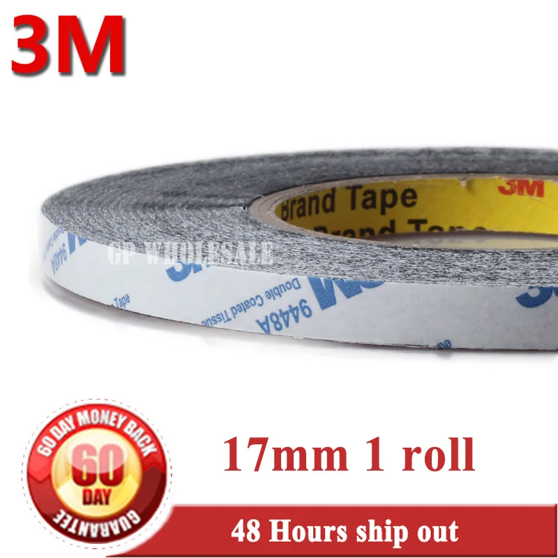 

(17mm*50 Meters) Widely Use 3M 9448AB Black 2 Sided Adhesive Tape Sticky for Tablet, Mini Pad, Cellphone Screen, Display Repair