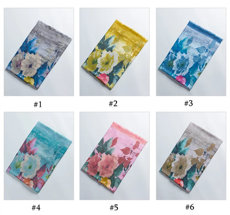 

2019 new fashion floral pattern scarf for women cotton high quality hijab scarf premium soft pashmina shawl 6 colors