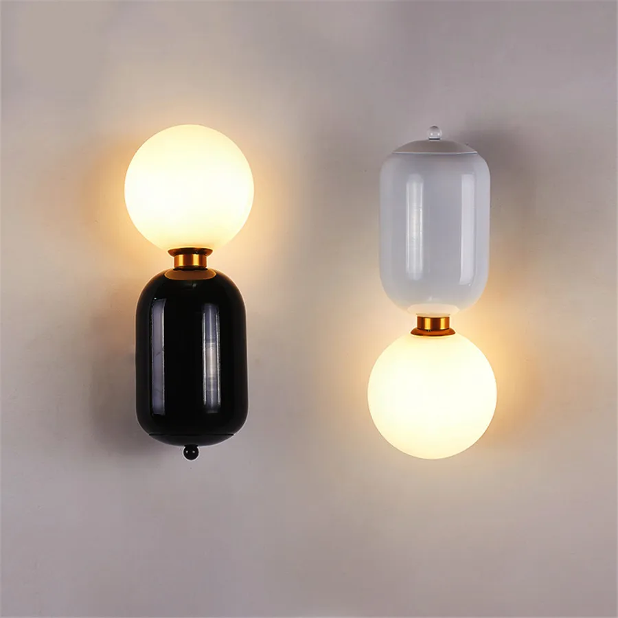 

BEIAIDI Minimalist Bedside Wall Lamp Nordic Glass Ball Study Bedroom Bedside Lamp Mirror Wall Lamp Loft Cafe Aisle Wall Sconces