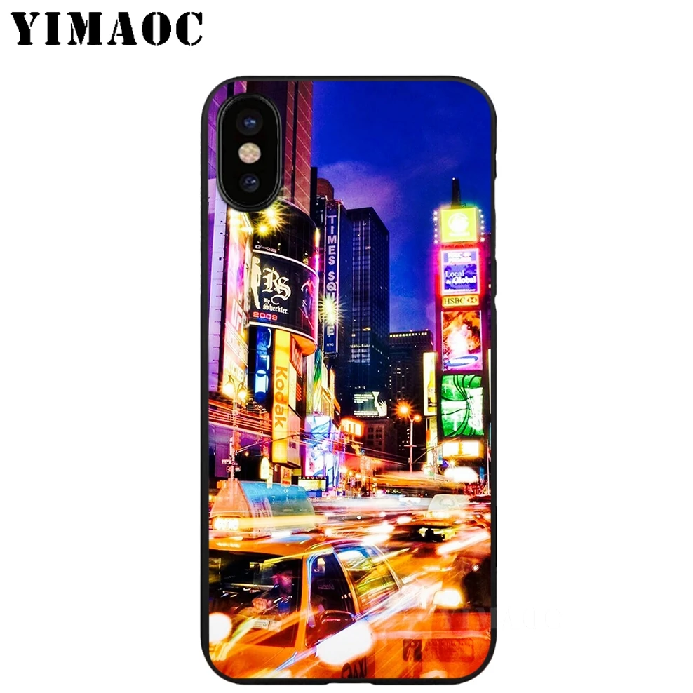 YIMAOC City night scene Soft TPU Black Silicone Case for iPhone X or 10 8 7 6 6S Plus 5 5S SE Xr Xs Max |