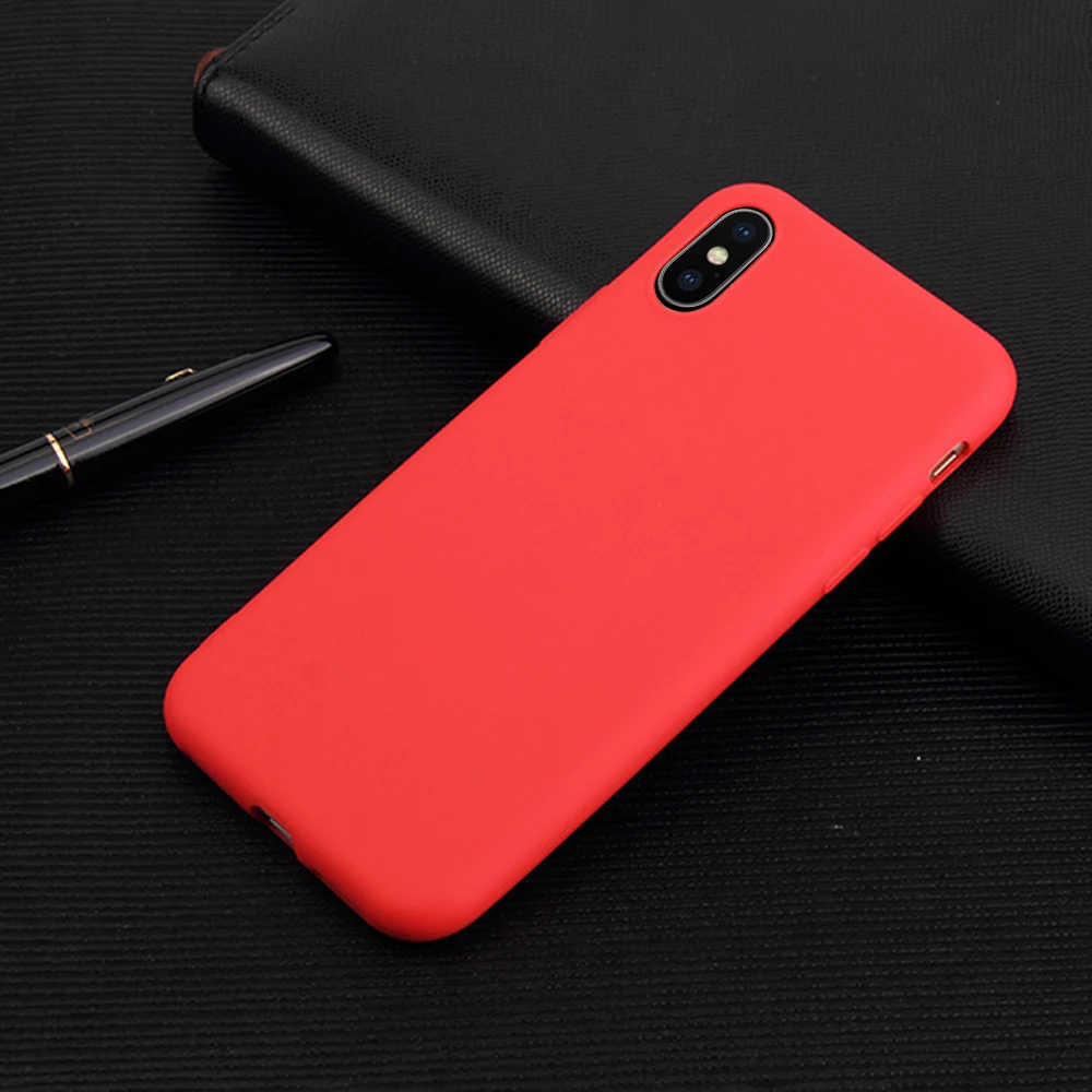 Цветной матовый Силиконовый чехол из ТПУ для iPhone X XR XS Max 6s 6 Plus ультра тонкие чехлы