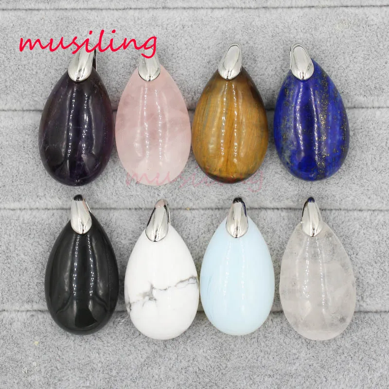 

Water Drop Pendants Pendulum Natural Stone Crystal Opal etc Reiki Charms Fashion Jewelry Mix Order