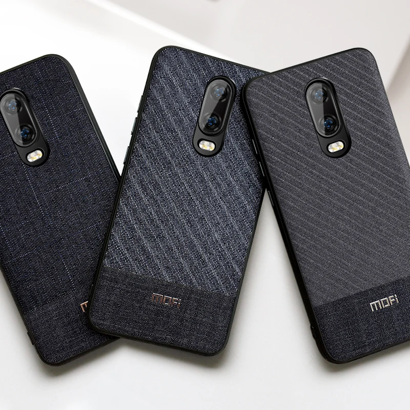 

Oneplus 6T Case Mofi One Plus 6T Case Cover 1+6T Back Cover Dark Color Business Suit Cloth Style Fabrics Oneplus 6T Accessories