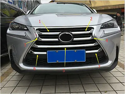 

For LEXUS NX200T NX300H 2015 ABS Chrome Front Center Grill Grid Cover Trim 7pcs