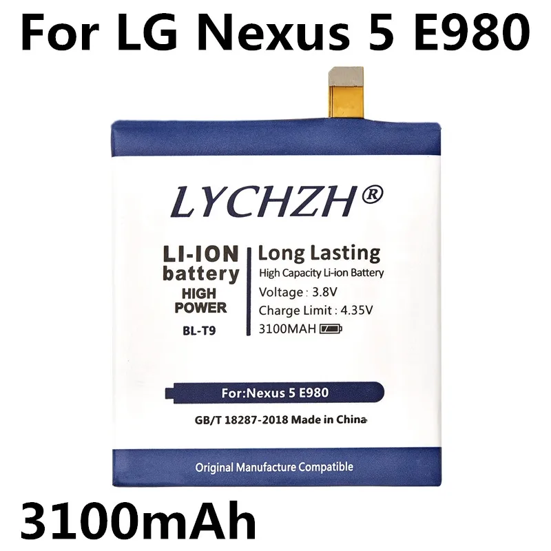 NEW Original BL-T9 Mobile Phone Battery For LG Nexus 5 BL-T9 E980 G D820 D821 BLT9 Replacement Battery 3100 mAh
