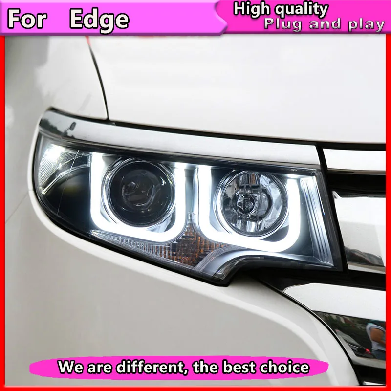 Автомобильный Стайлинг в сборе для FORD EDGE светодиодный фары 2010-2014 bi xenon lens Double U DRL H7
