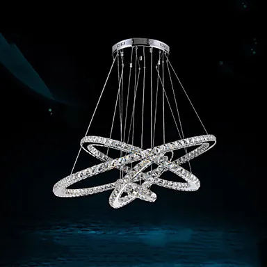 Светодиодный хрустальный подвесной светильник круглый Droplight 4 кольца Подвесная