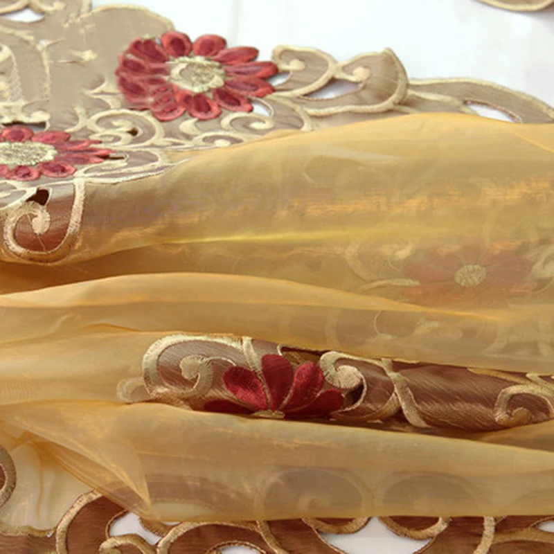 Скатерть для стола золотого цвета декоративная вышивка скатерть обеденного