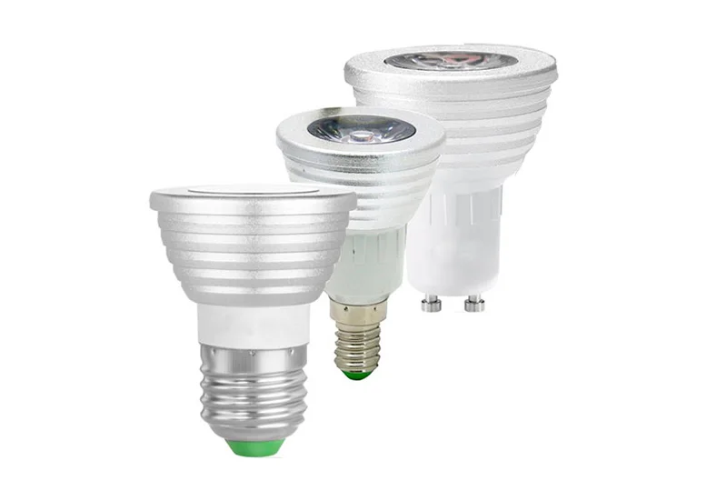Светодиодный RGB лампа E27 E14 GU10 85-265V MR16 12V светодиодный сменный светильник 3W волшебный праздник RGB Освещение+ пульт дистанционного управления 16 цветов