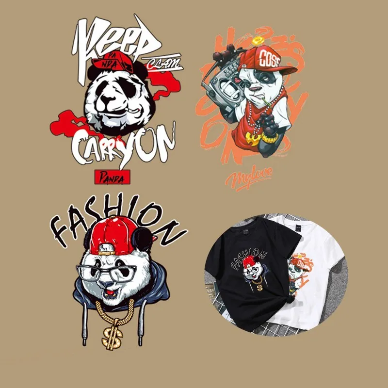 Новый дизайн патч с пандой кунг фу наклейки для одежды моющиеся термотрансферные