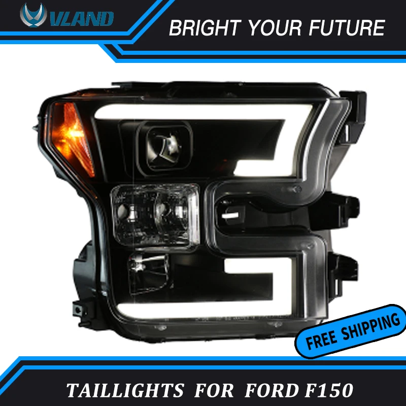Светодиодные ленты передние фары для Ford F 150 в сборе ДХО линзы проектора Bi Xenon|Фара
