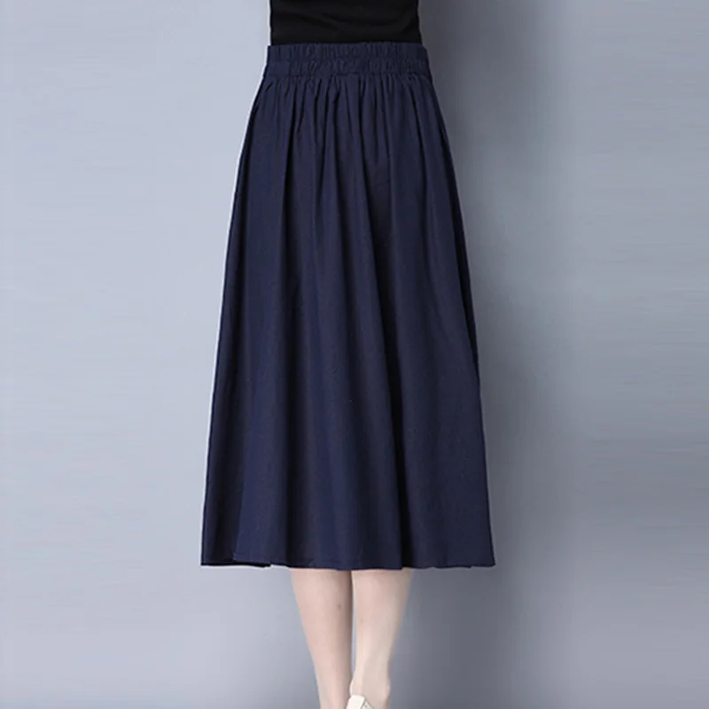 Этнические хлопковые льняные юбки с цветочным принтом эластичная юбка высокой