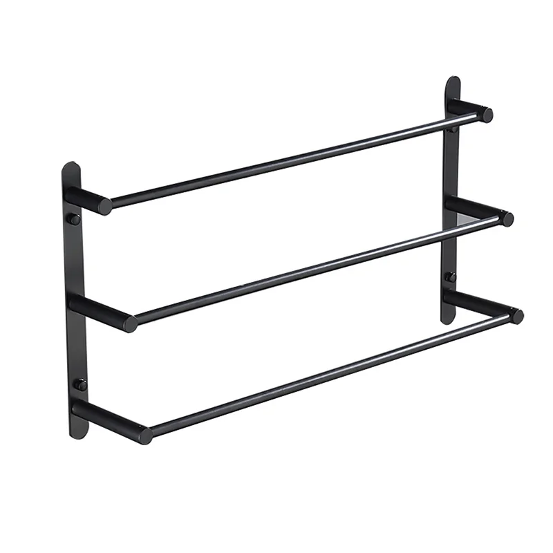 

Sus304 Stainless Steel Black Towel Rack 3 Layers Towel Hangers Bathroom Products Black Finish Bathroom Accessories Pendant