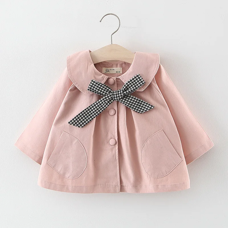 Girls'jacket in spring and autumn children's Plaid tie windbreaker jacket girls' | Детская одежда и обувь