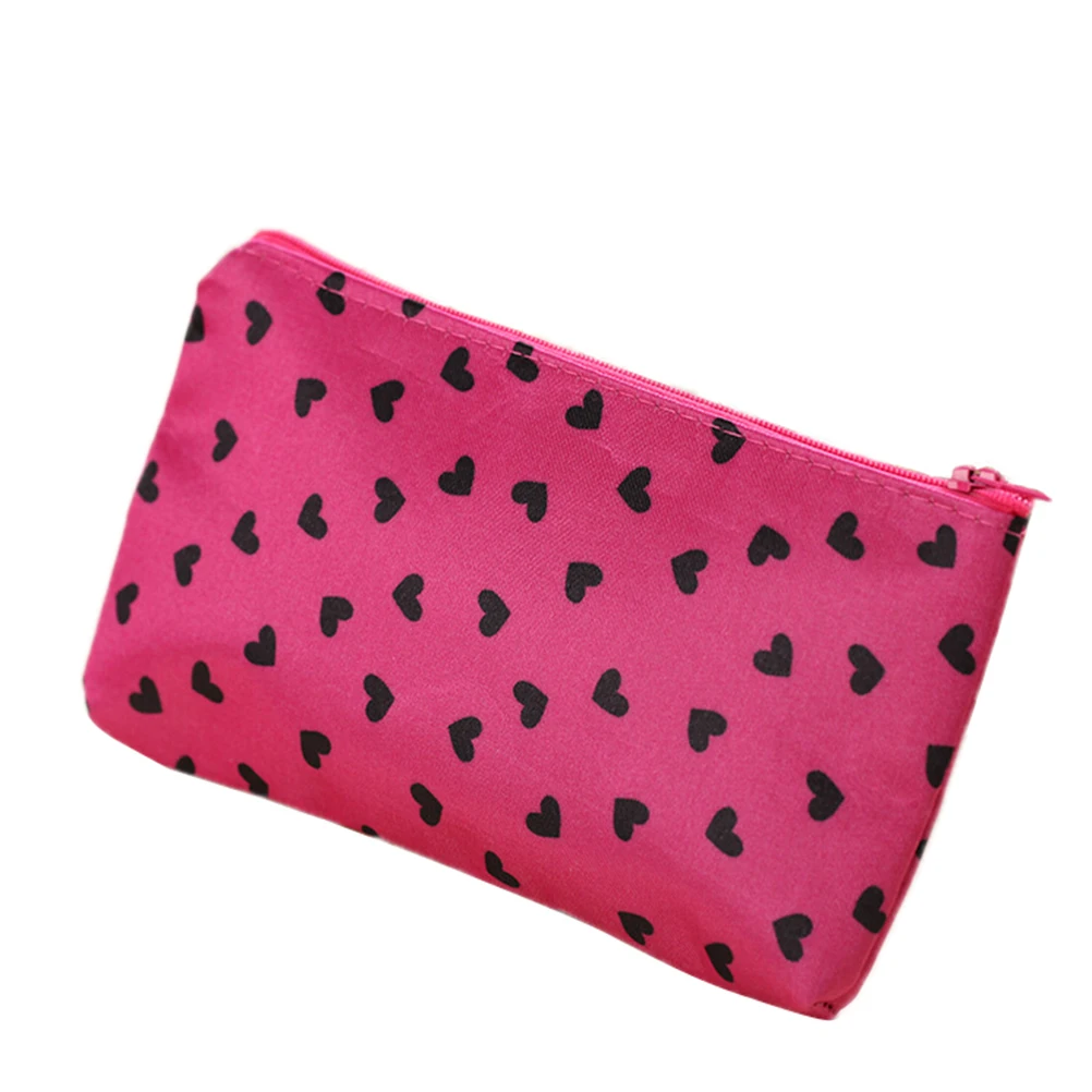 

1PCS Kawaii Fashion Cosmetic Bags Women Travel Makeup Case Dot Heart Print Pen Bags Zipper Pencil Bags Case
