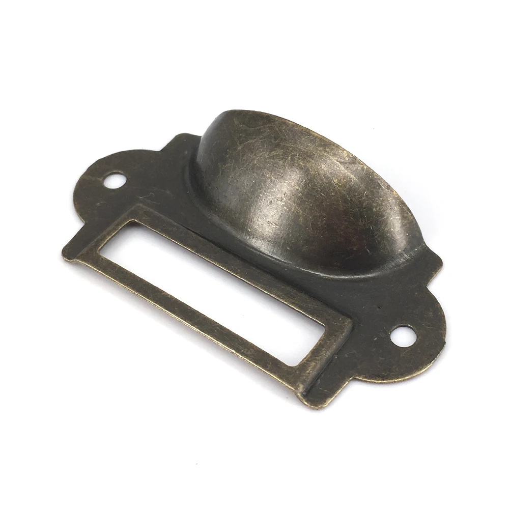 

12PCS File Name Card Label Holder Antique Bronze Drawer Label Pull Cabinet Frame Handle File Name