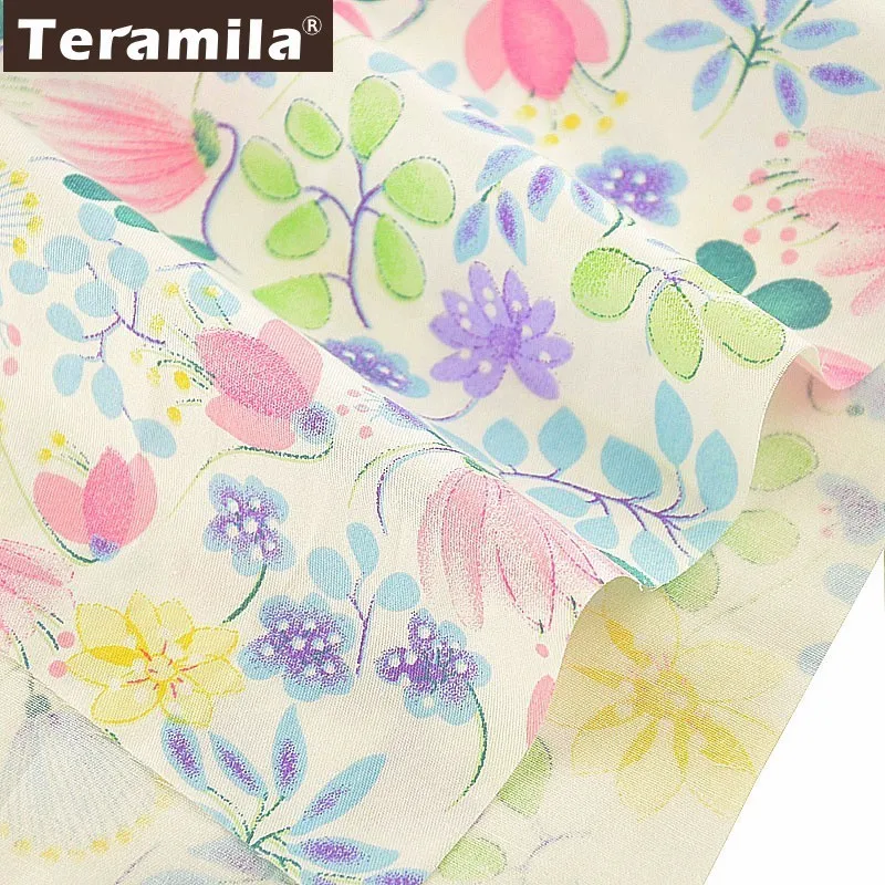 Teramila Twill хлопковая ткань с цветочным узором цветы стеганый Tecido шитье лоскутное Telas DIY Tissus Au метр Белый Скрапбукинг