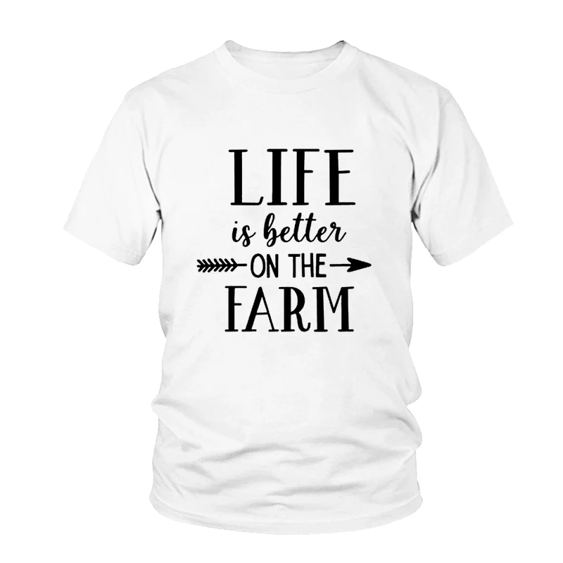 

Life Is Better On The Farm Shirt Fashion Letter Printed Crewneck T Shirts Tumblr Women Clothing Unisex Aesthetic Tees