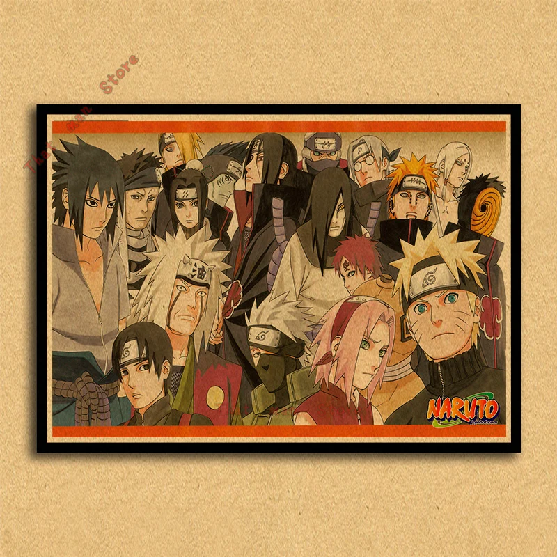 Постер Naruto обои аниме картины общежитии окружает джакузи Наруто/Учиха Итачи/плакат из крафт-бумаги/стикер на стену без рамки - Цвет: Армейский зеленый
