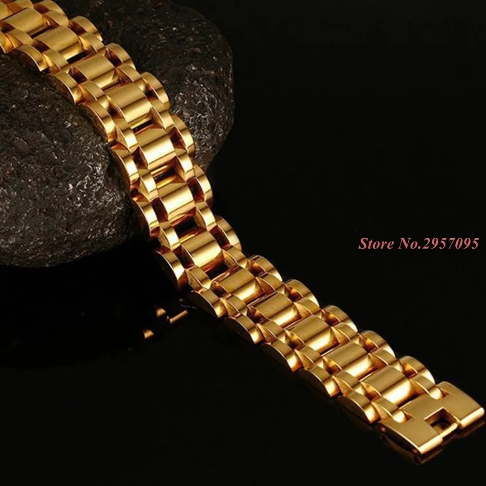 Fate love 17mm Wide Mens Bracelet Gold-color Chunky Chain Bracelets Bangles Stainless Steel Male Jewelry Wholesale |