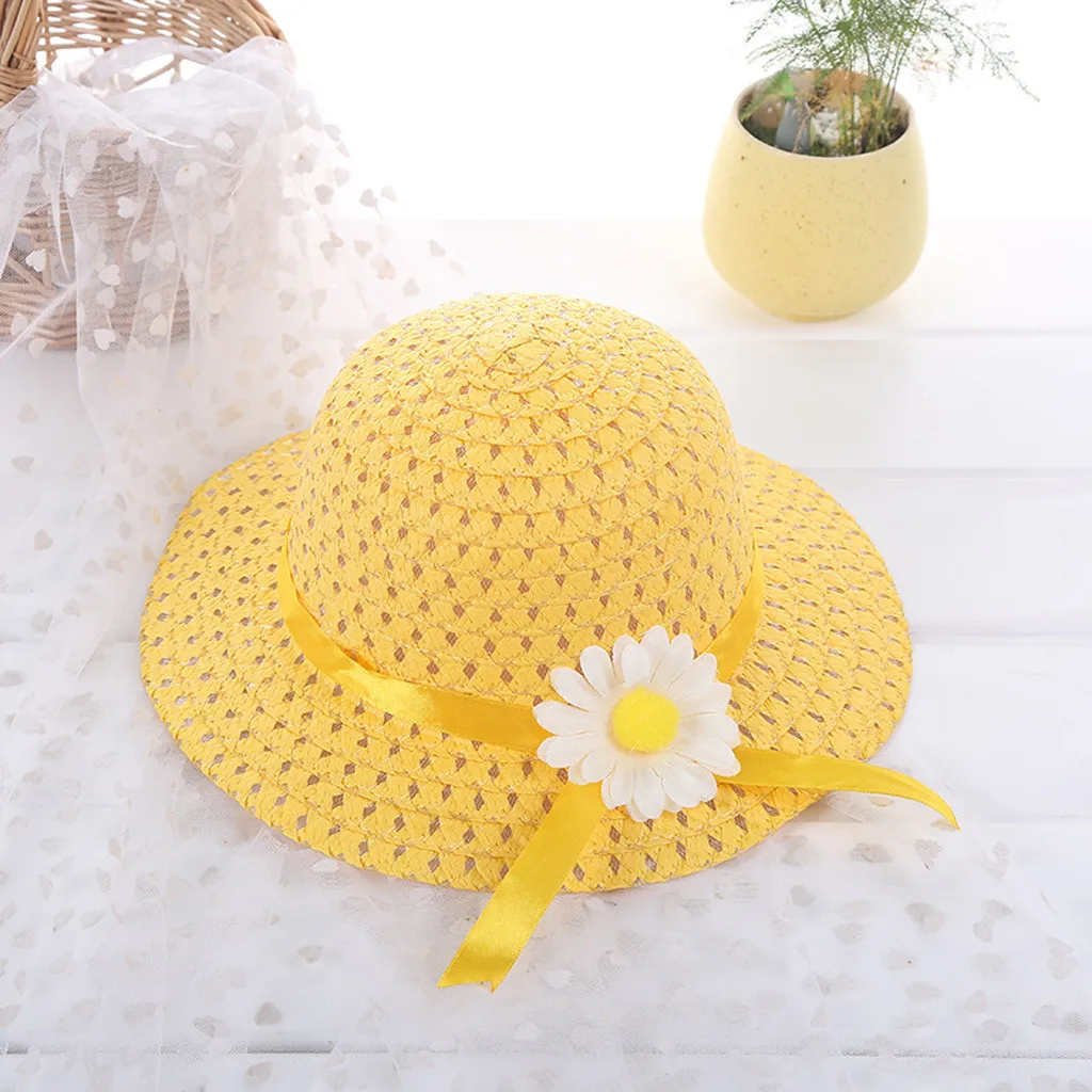 Summer Baby Kids Girl Floral Flower Straw Sun Hat Beach Hats For 1-6 Years Fashion | Детская одежда и обувь