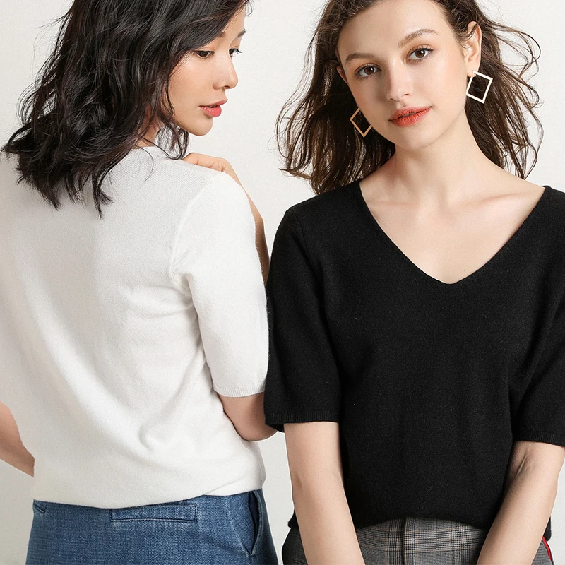 Addonee high quality warm women's sweater pullover five-point sleeve fashion rib knit female jump line | Женская одежда