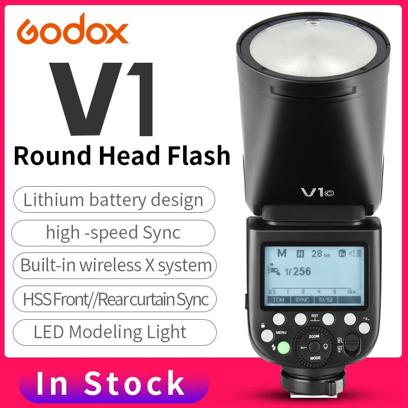 Вспышка Godox V1 V1C V1N V1S V1F V1O TTL 1/8000s HSS литиевая батарея Speedlite Flash X1T X Pro для Canon Nikon Sony Fuji