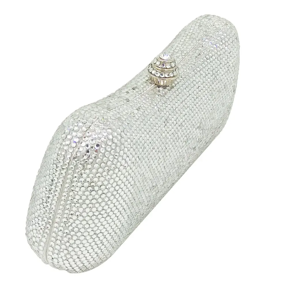 Boutique de FGG светская классический Дизайн Для Женщин серебряные кристалл сумка