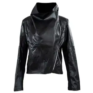 Новый весна осень женская тонкий Байкер Мотоцикл из мягкой искусственной кожи на молнии куртка пальто женщина