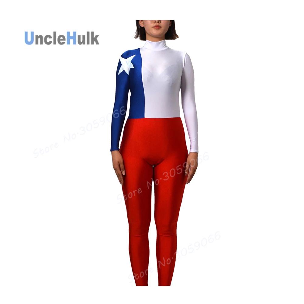 Полный комбинезон Zentai с национальным флагом Чили спандекс | UncleHulk Тематическая