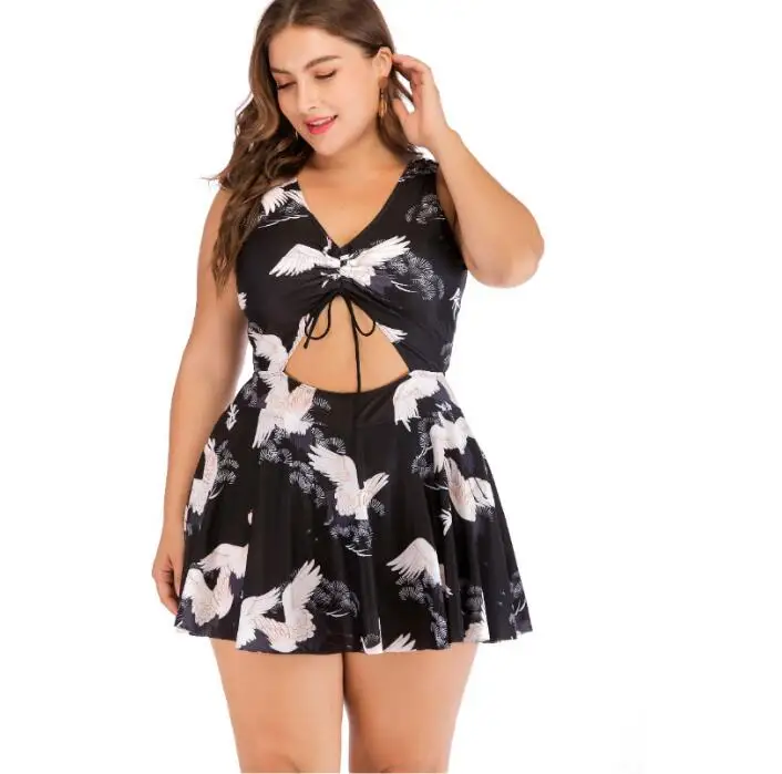 black Большой размер Xl-5XL женский купальник, новинка, большой размер 3XL/4XL/5XL, женский купальный костюм, пляжная одежда - Цвет: black
