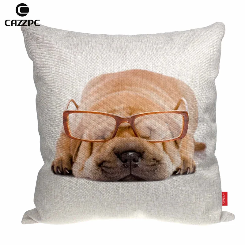 Милые бульдог Pet с Очки печати белье автомобиль диван декоративная Пледы Подушки