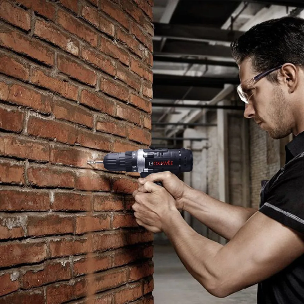 Электрическая дрель GOXAWEE 12 В шуруповерт беспроводная перезаряжаемая с литий