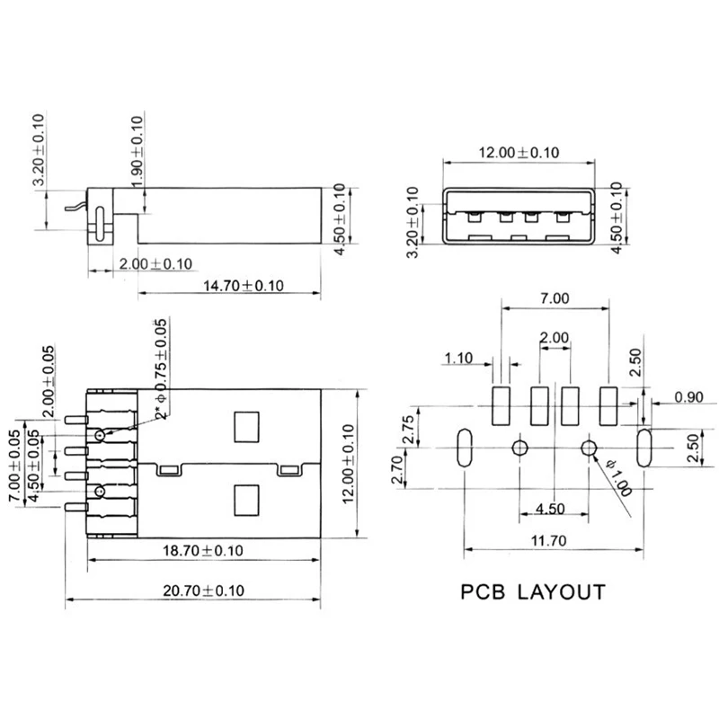 10 шт./лот USB 2 0 4Pin Тип штекер SMT разъем Черный G49 для передачи данных зарядки