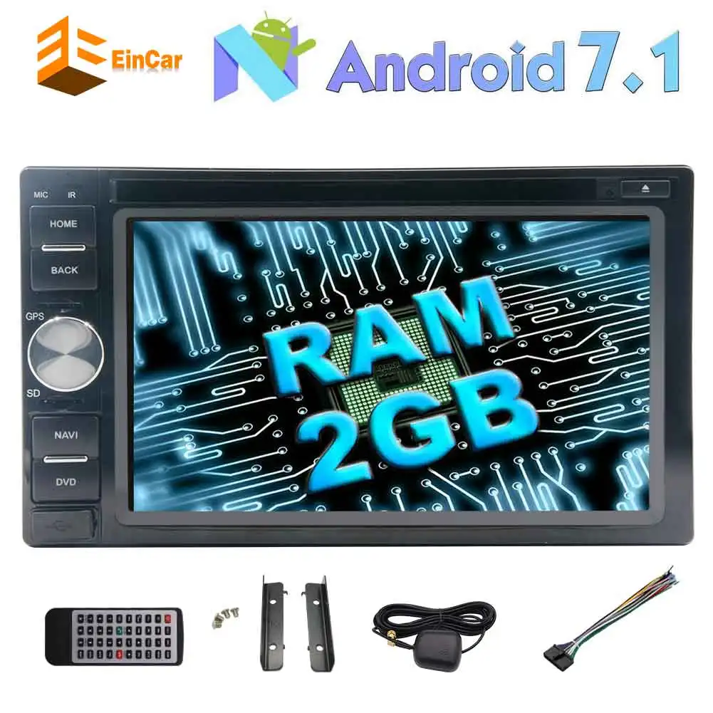 EinCar 8 ядер Android 7 1 в тире автомобильный стерео 2G RAM 32GB ROM WiFi 4G Bluetooth GPS двойной 2 Din FM/AM