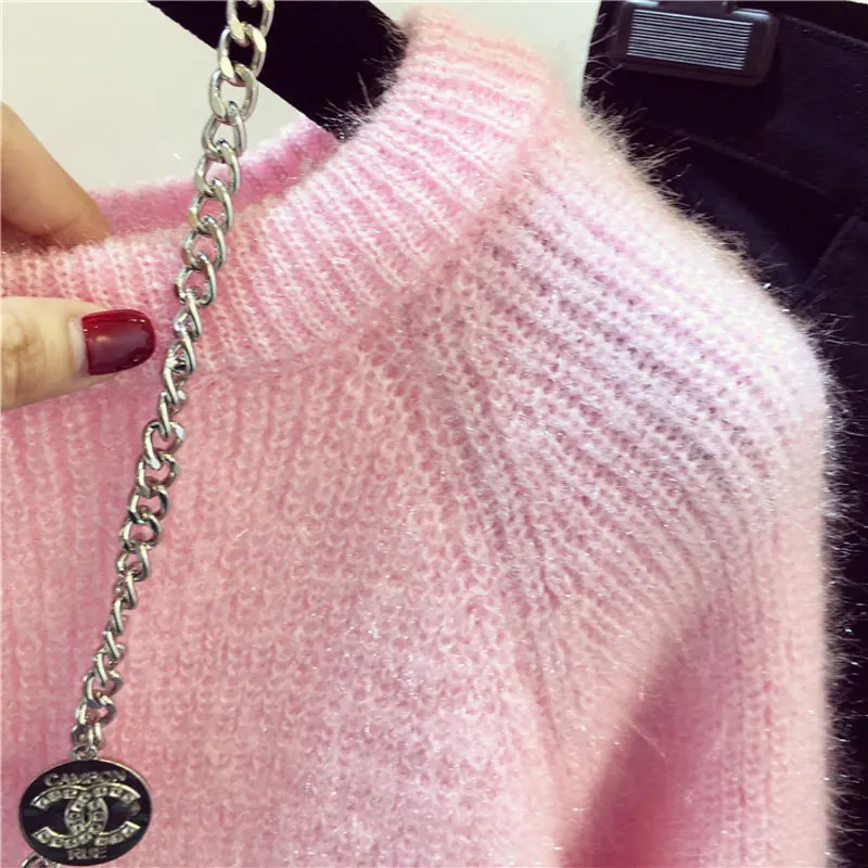 2019 New Autumn Winter Women Sweaters Solid Color Soft Mohair Knitting Pullovers Loose Knitted Female Jumper Tops | Женская одежда
