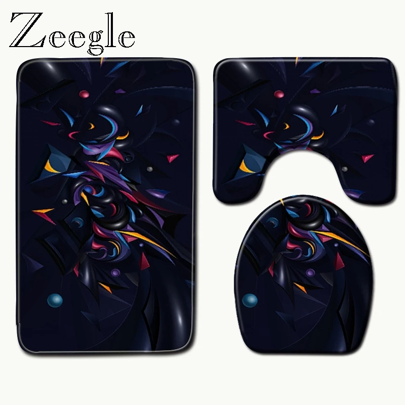 

Zeegle Toilet Rugs Thicken Flannel Bath Mat Set Bathroom Carpets Absorbent WC Room Floor Mats Non Slip Bath Mat Bathmat