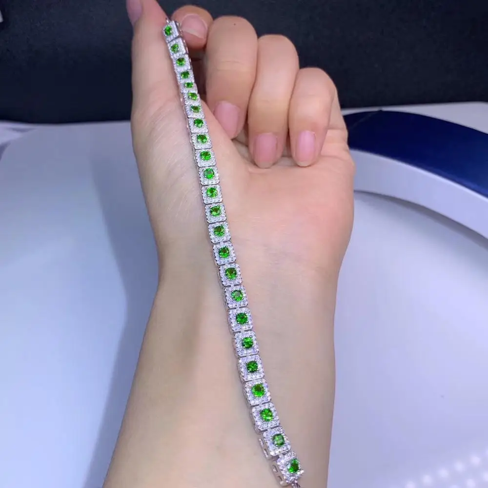 elegant clear green diopside gemstone bracelet women silver jewelry natural gem cost effective 925 sterling gift | Украшения и