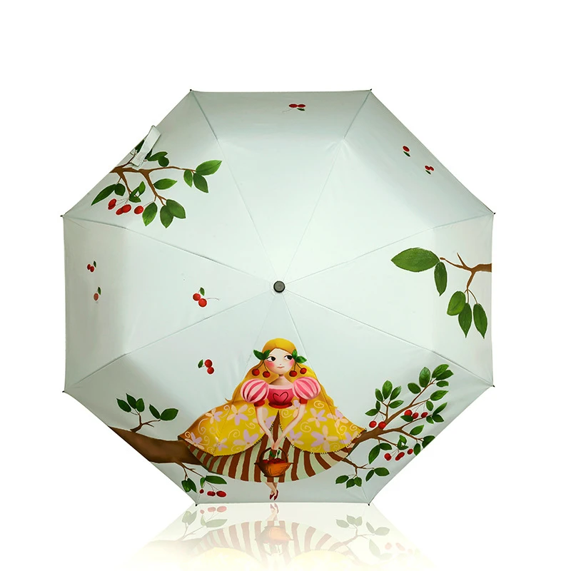 

Women Anti-uv Rain Umbrellas Summer Parasol Sunny and Rainny Umbrella Art Painting paraguas Gift For Girl