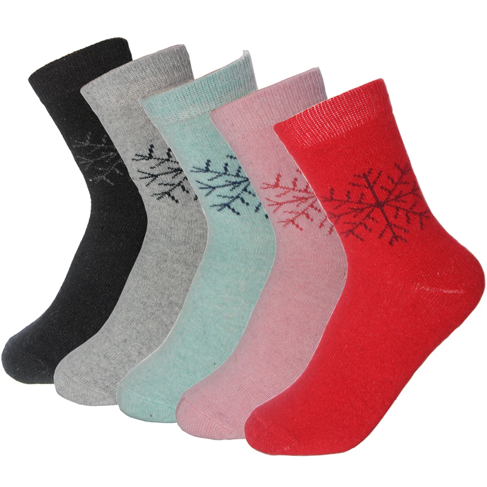 

5 Pairs New Autumn Winter Thick Warm Women Socks Cute Lovely Sweet Classic Multi Colors Snowflake Deer Pattern Wool Blends Sock