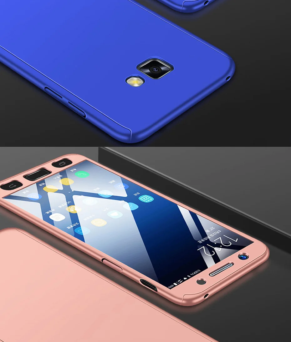 360 полная защита чехол для телефона для samsung Galaxy A750 A7 A6 A8 плюс A3 A5 J3 J5 J7 чехол Temered Стекло
