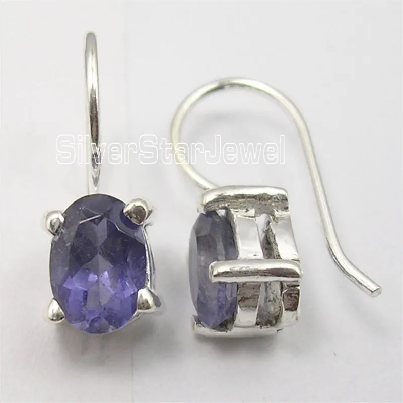 Серебро 925-й пробы аметистов маленькие Висячие Серьги 1,7 см вариации