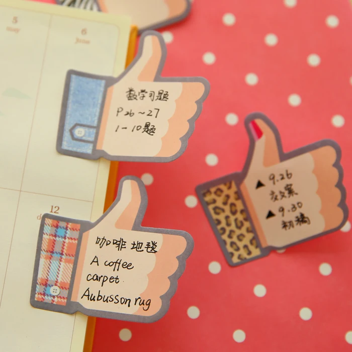 

2 Sets Stationery Korean Kawaii Thumbs Up Memo Pad Sticker Cute Praise Gift School Office Supplies