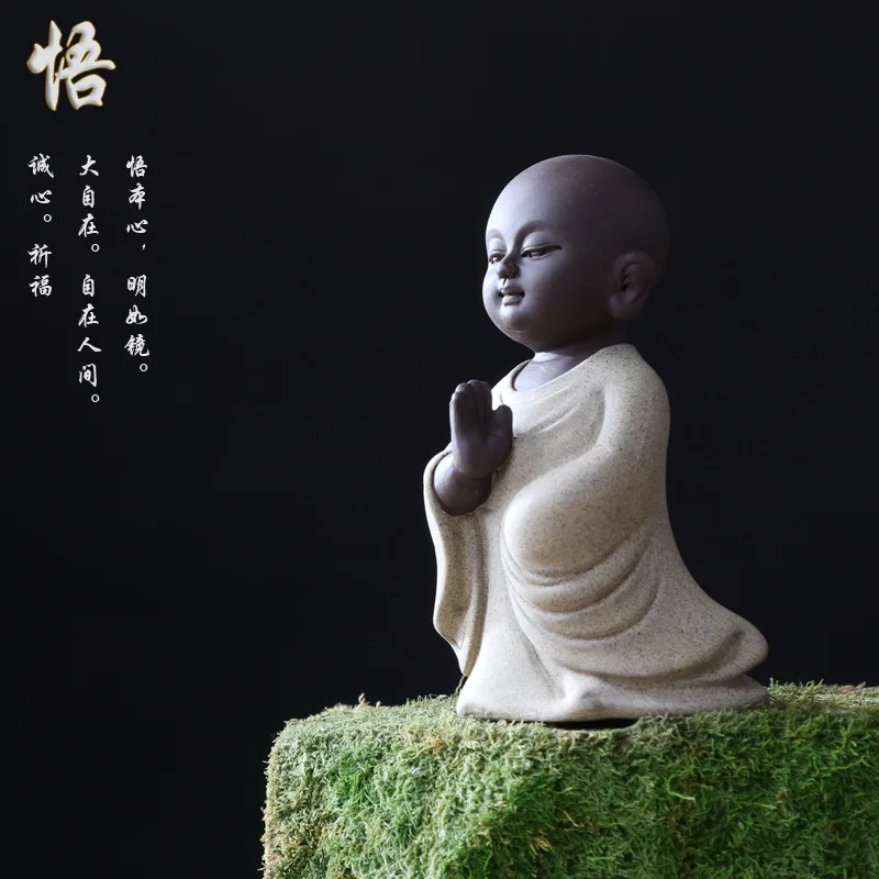 Zen фиолетовый песок статуи Будды керамический монах керамика чай домашнее