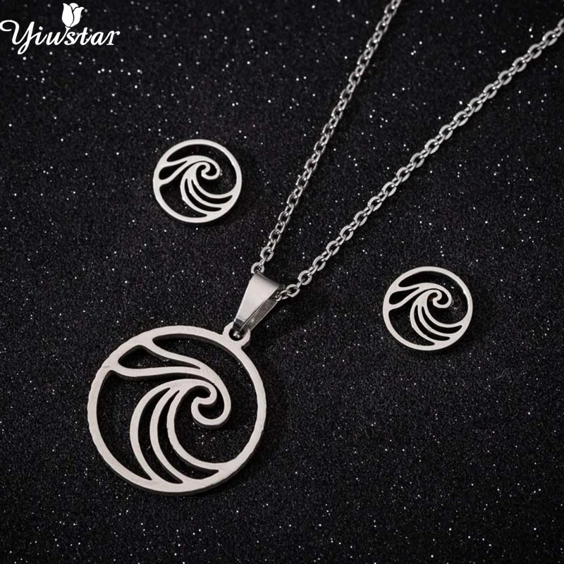 Женские пляжные Серферы Yiustar сережки из нержавеющей стали ожерелье с волнистой