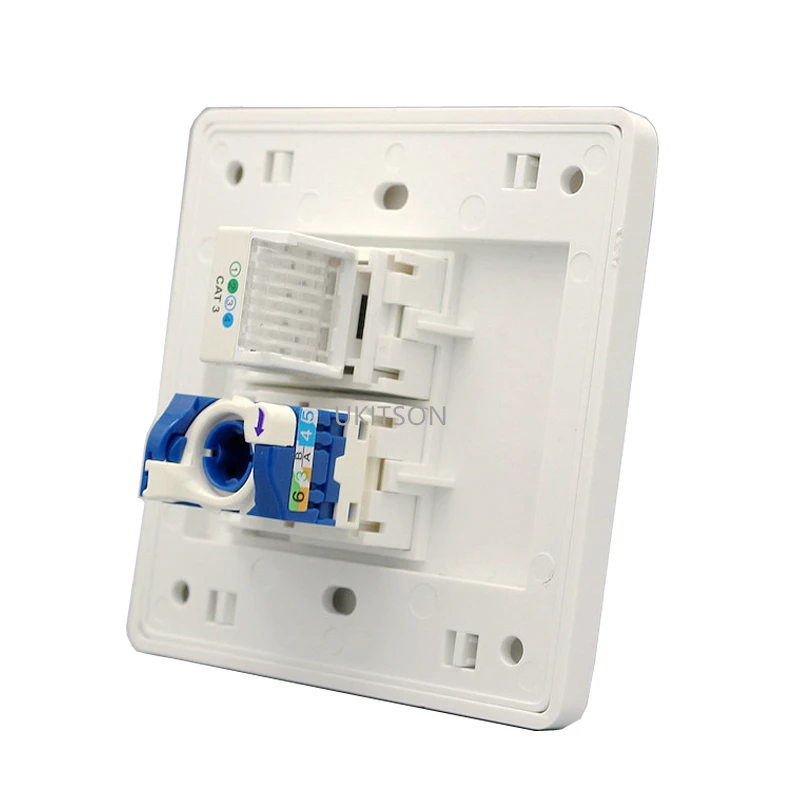 Новая белая Лицевая панель спиральная CAT6 RJ45 Сетевая розетка с CAT3 RJ11 телефонный