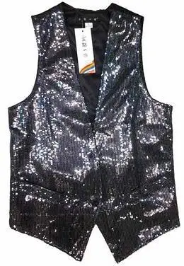 Новая мода для отдыха мужские жилеты костюмы Тонкий Блестки Золотой Красный