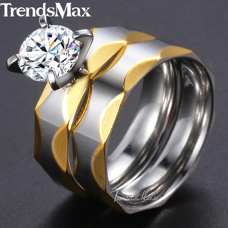 Комплект обручальных колец Trendsmax KKR140 для мужчин и женщин Помолвочные кольца с